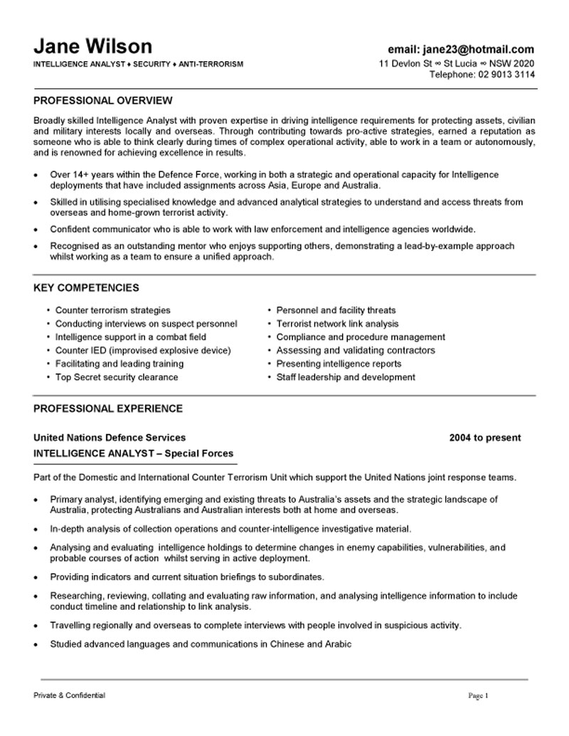 Security military resume